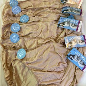 Jockey Classics Hi Cut No Panty Line Promise Size 8 tan/beige panties, qty 6 NWT